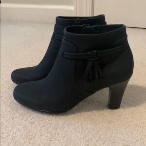 Aerosoles Black Suede Ankle Boots with Tassel Detail